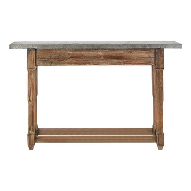 Elementary Antique Wood Finish Console Table
