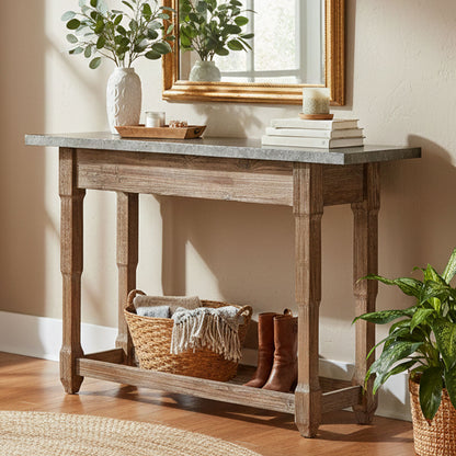 Elementary Antique Wood Finish Console Table