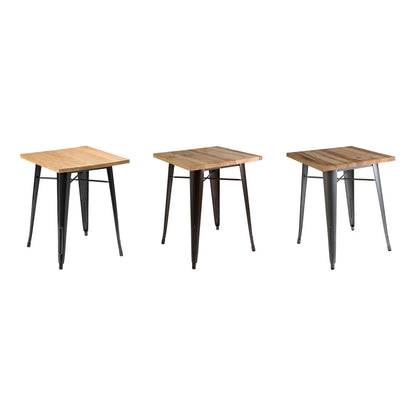 Natural Grain Wood Top Side Table with Crackle Copper Finish Gold Metal Legs | Aldgate