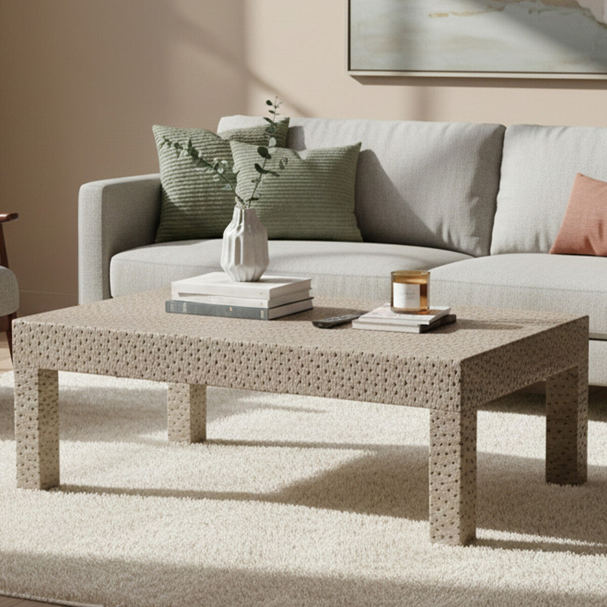 Ostrich Natural Leather Effect Coffee Table
