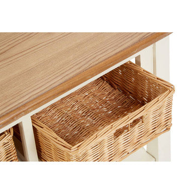 Dorset Cream Coffee Table with Rattan Storage Baskets