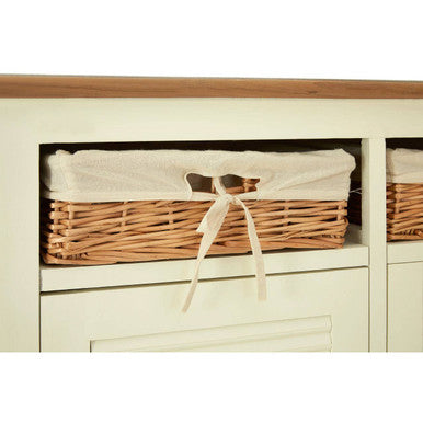 Dorset Cream 3 Door Sideboard with Rattan Baskets