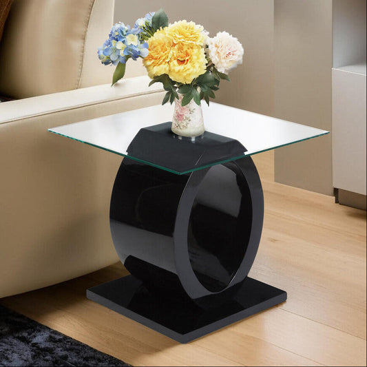 Halo O Shaped Side Table With Black Base