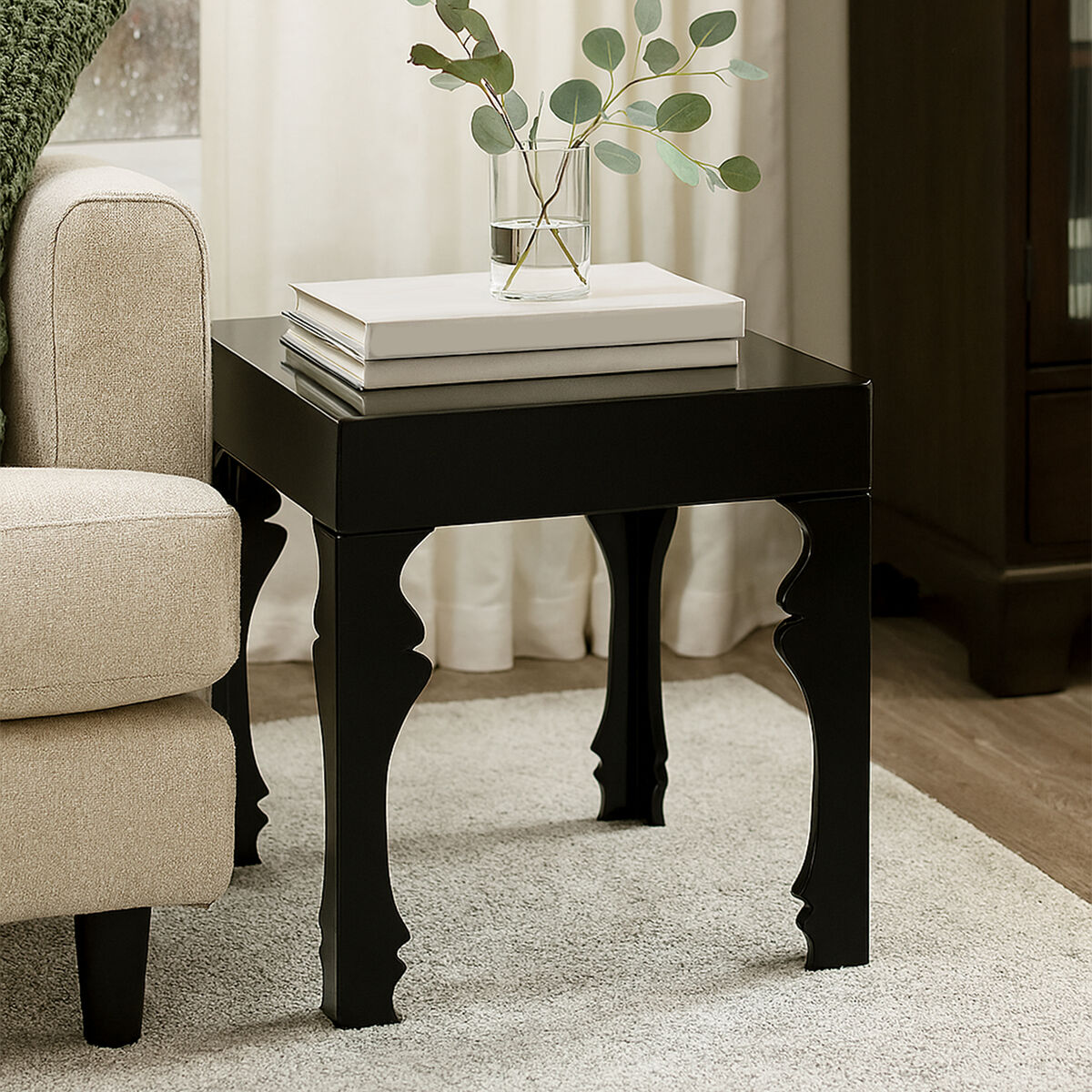Luis Black High Gloss Finish Side Table