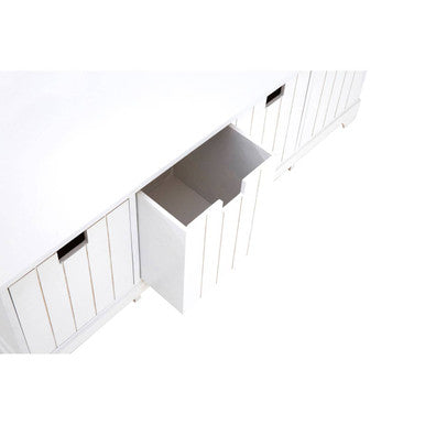 New England White Storage Bench with 4 Drawers