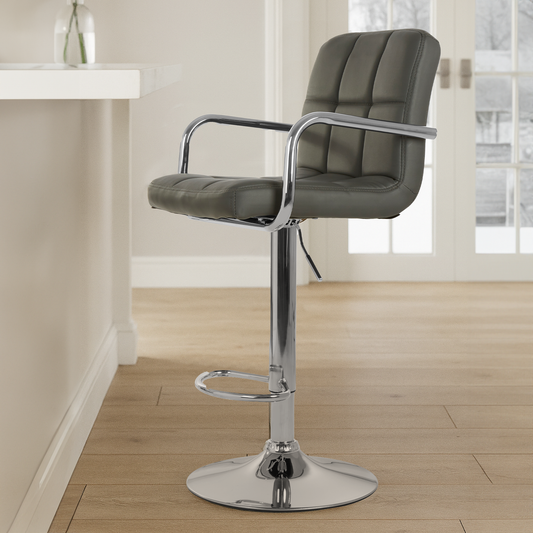 Grey Leather Effect Bar Chair | Starz