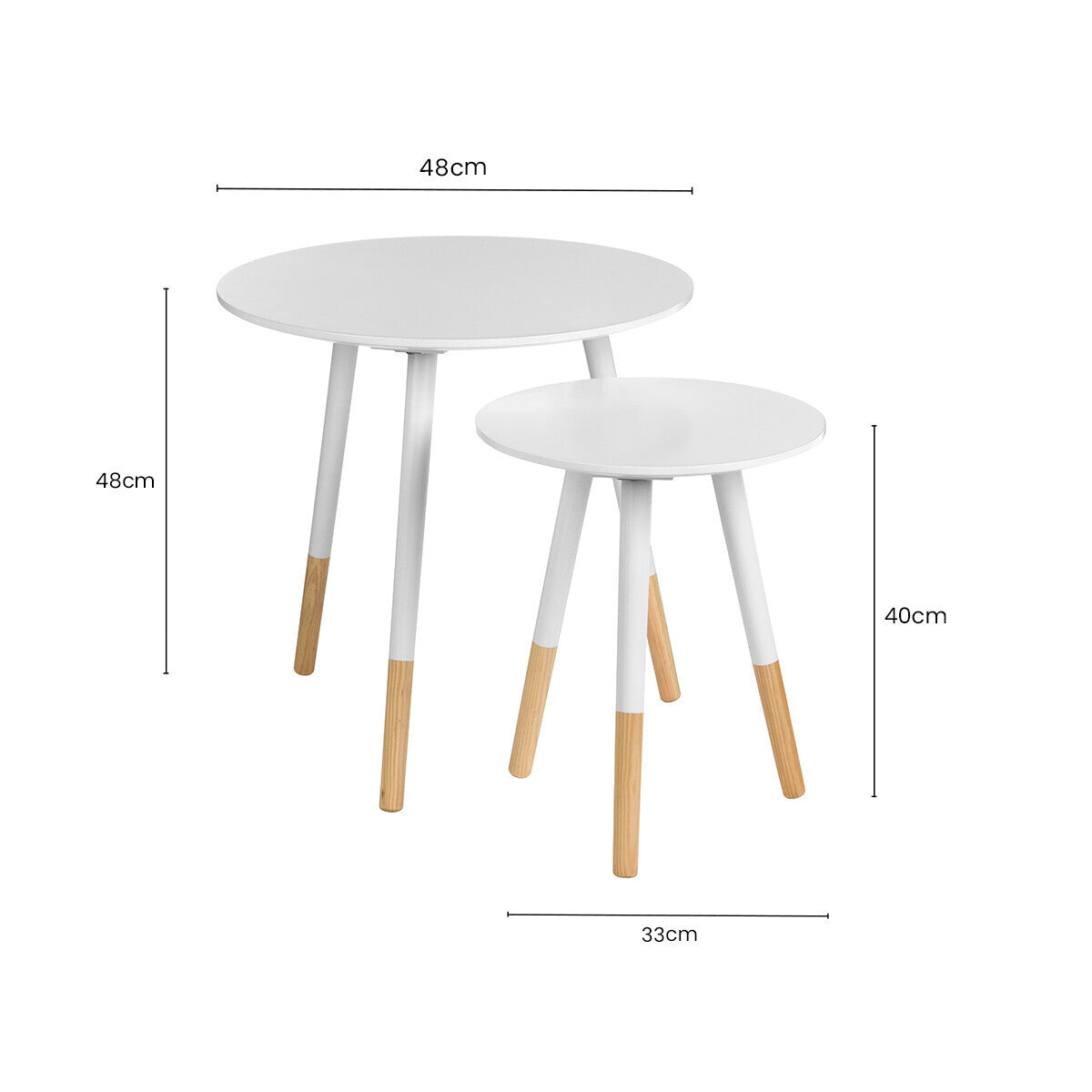 Viborg Set Of Two White Round Side Tables