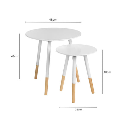 Viborg Set Of Two White Round Side Tables