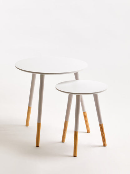 Viborg Set Of Two White Round Side Tables