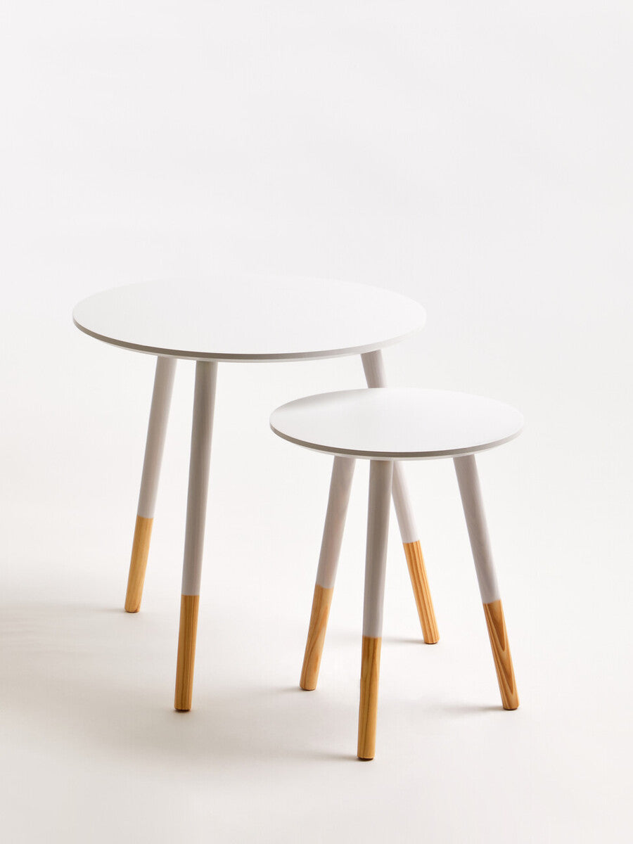 Viborg Set Of Two White Round Side Tables