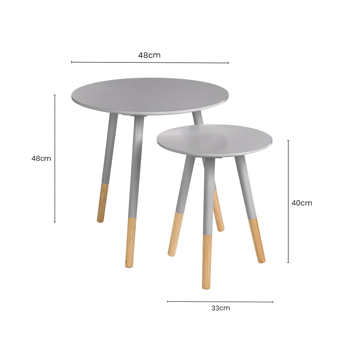 Viborg Set Of Two Grey Round Side Tables