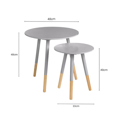 Viborg Set Of Two Grey Round Side Tables