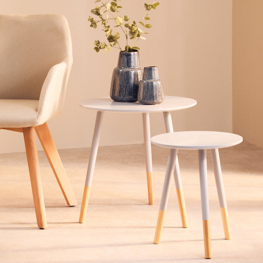 Viborg Set Of Two Grey Round Side Tables