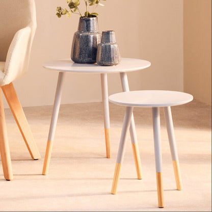 Viborg Set Of Two Grey Round Side Tables