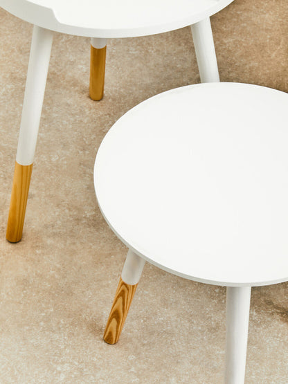 Viborg White And Natural Round Side Table