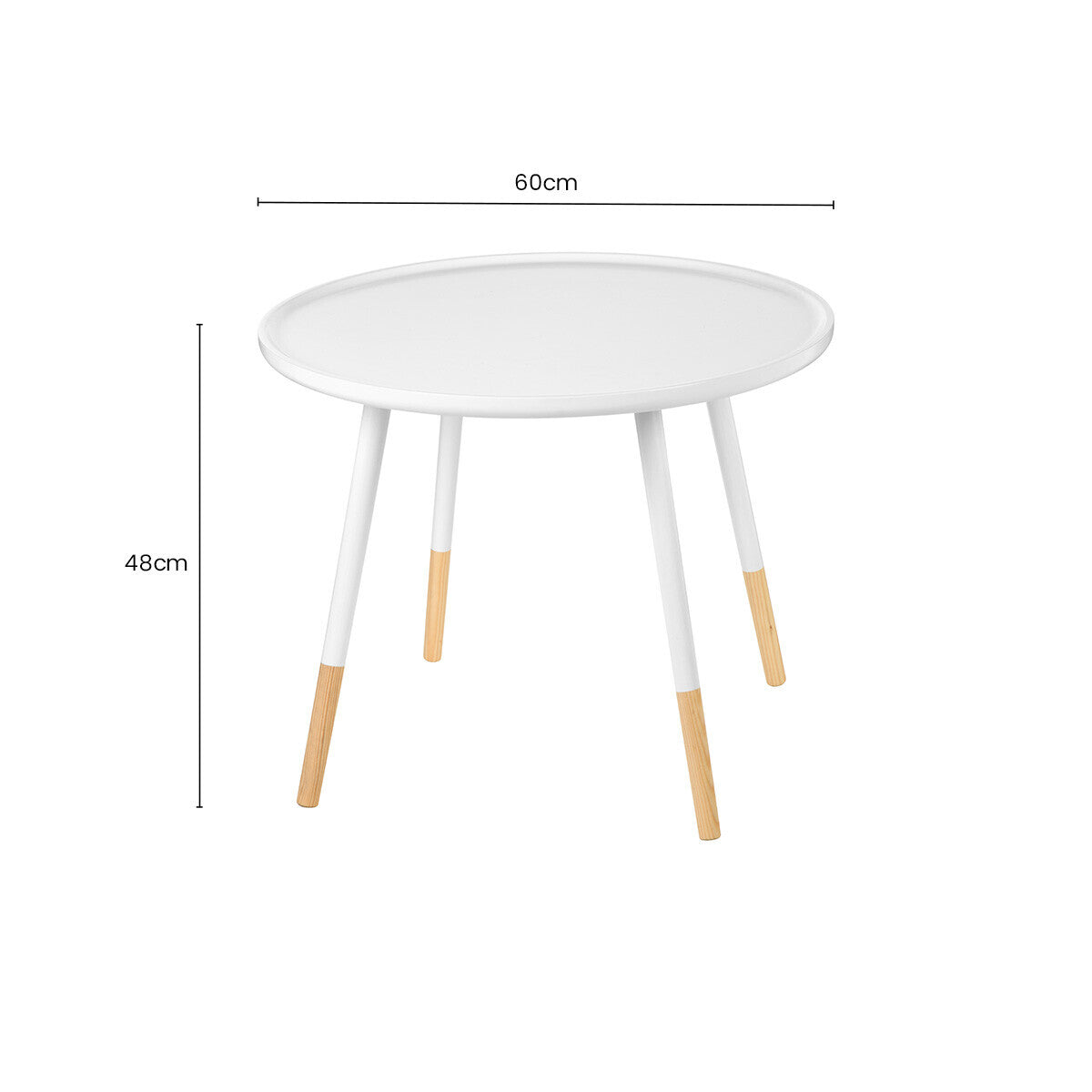 Viborg White And Natural Small Round Side Table