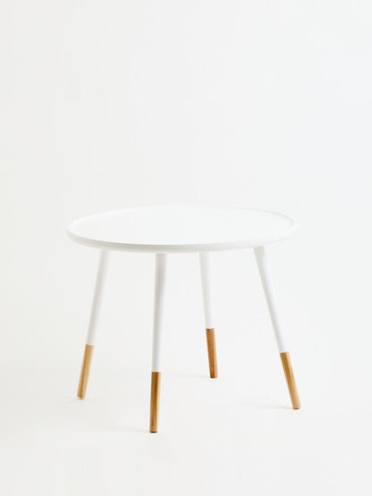 Viborg White And Natural Small Round Side Table