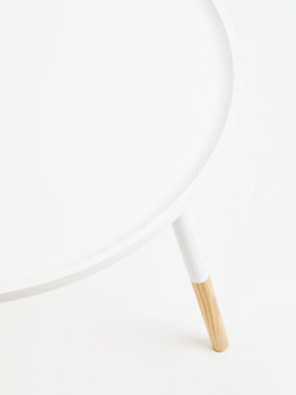 Viborg White And Natural Small Round Side Table