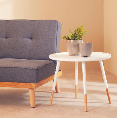 Viborg White And Natural Small Round Side Table