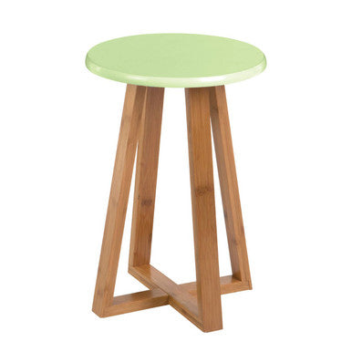 Viborg Green and Natural Bamboo Round Stool