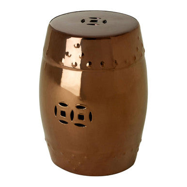 Torcello Complements Copper Finish Table And Stool