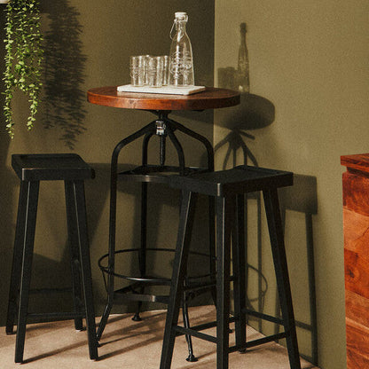 New Foundry Walnut And Black Metal Bar Table