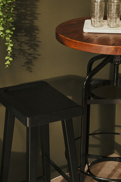 New Foundry Walnut And Black Metal Bar Table