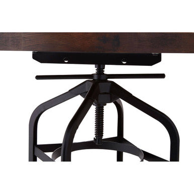 New Foundry Walnut And Black Metal Bar Table