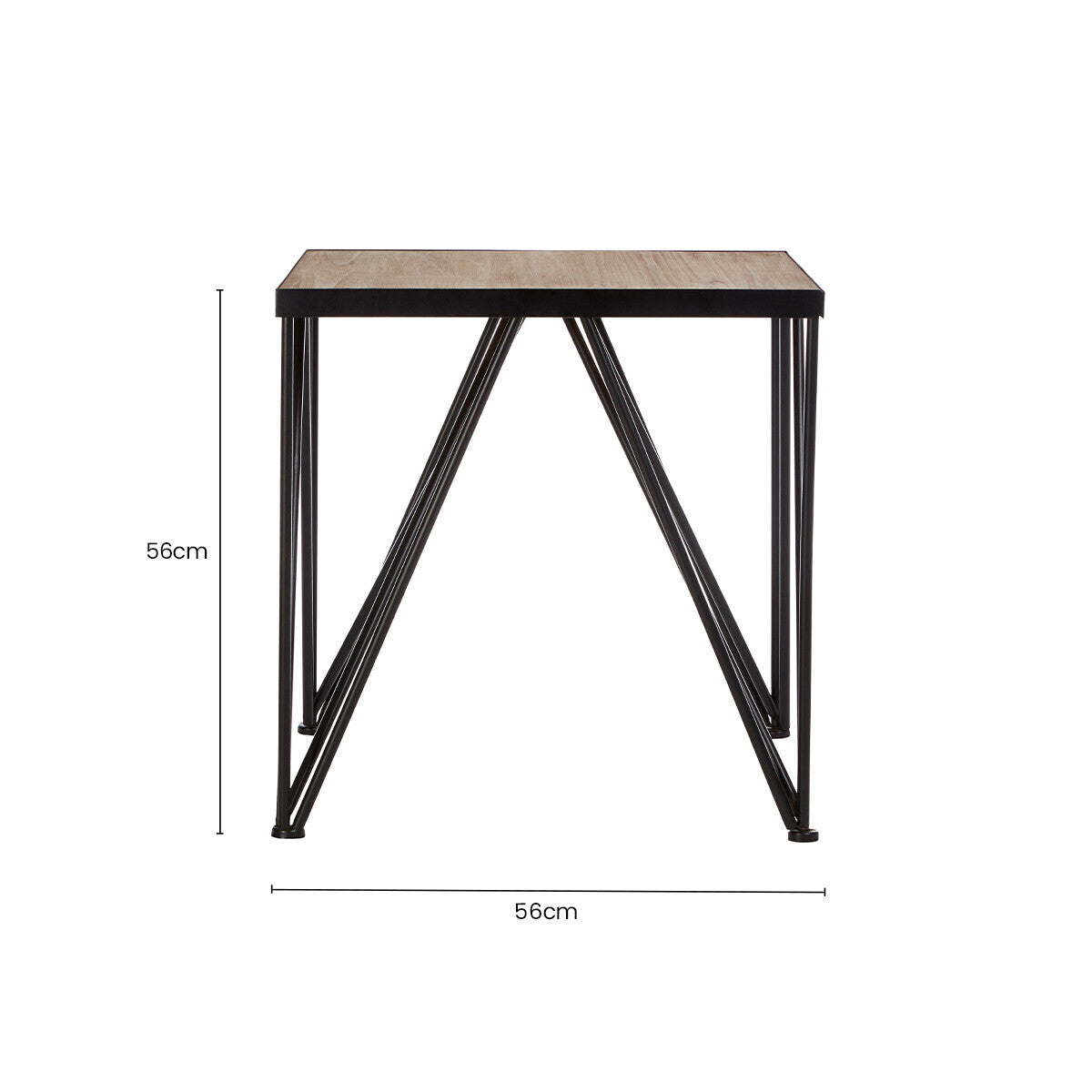 Natural Wood Top and Iron Base Square Side Table | New Foundry