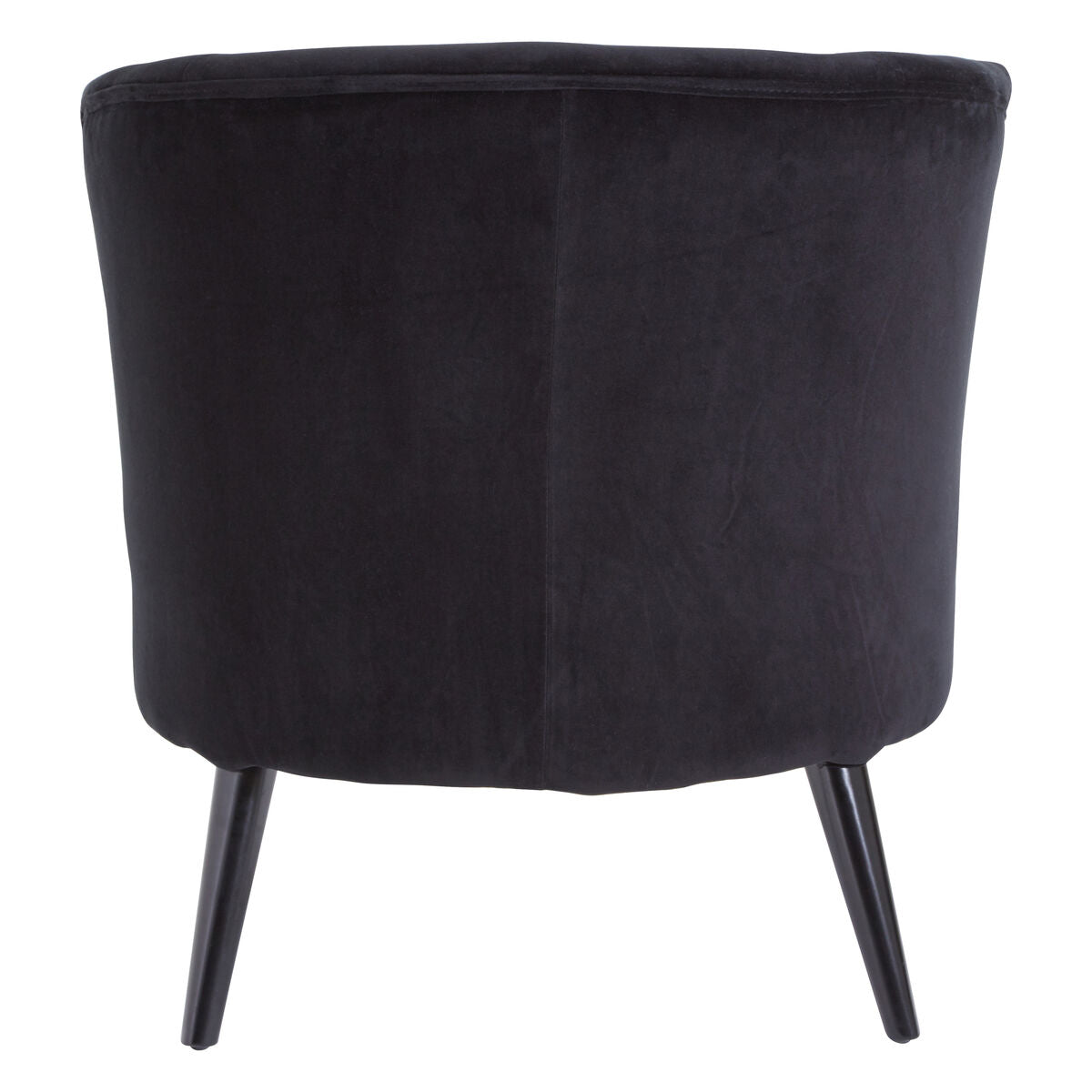 Round Plush Black Cotton Velvet Armchair