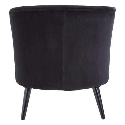Round Plush Black Cotton Velvet Armchair