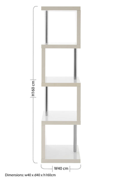 Maze 4 Tier White Gloss Shelf Unit