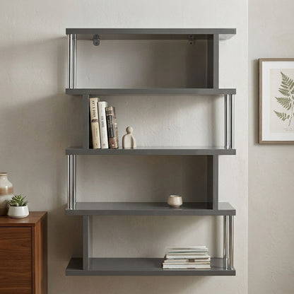 Maze 4 Tier Grey Gloss Shelf Unit