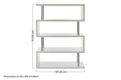 Maze 4 Tier White Gloss Wide Shelf Unit