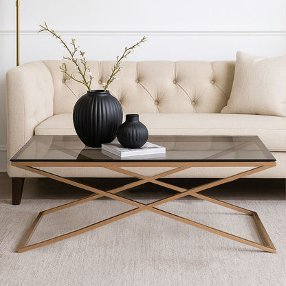 Montril Glass Top Criss Cross Coffee Table