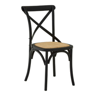 Lyon Black Oak Wood and Rattan Dining Chair