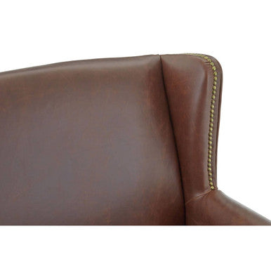 Fulham Brown Leather Effect Wing Armchair