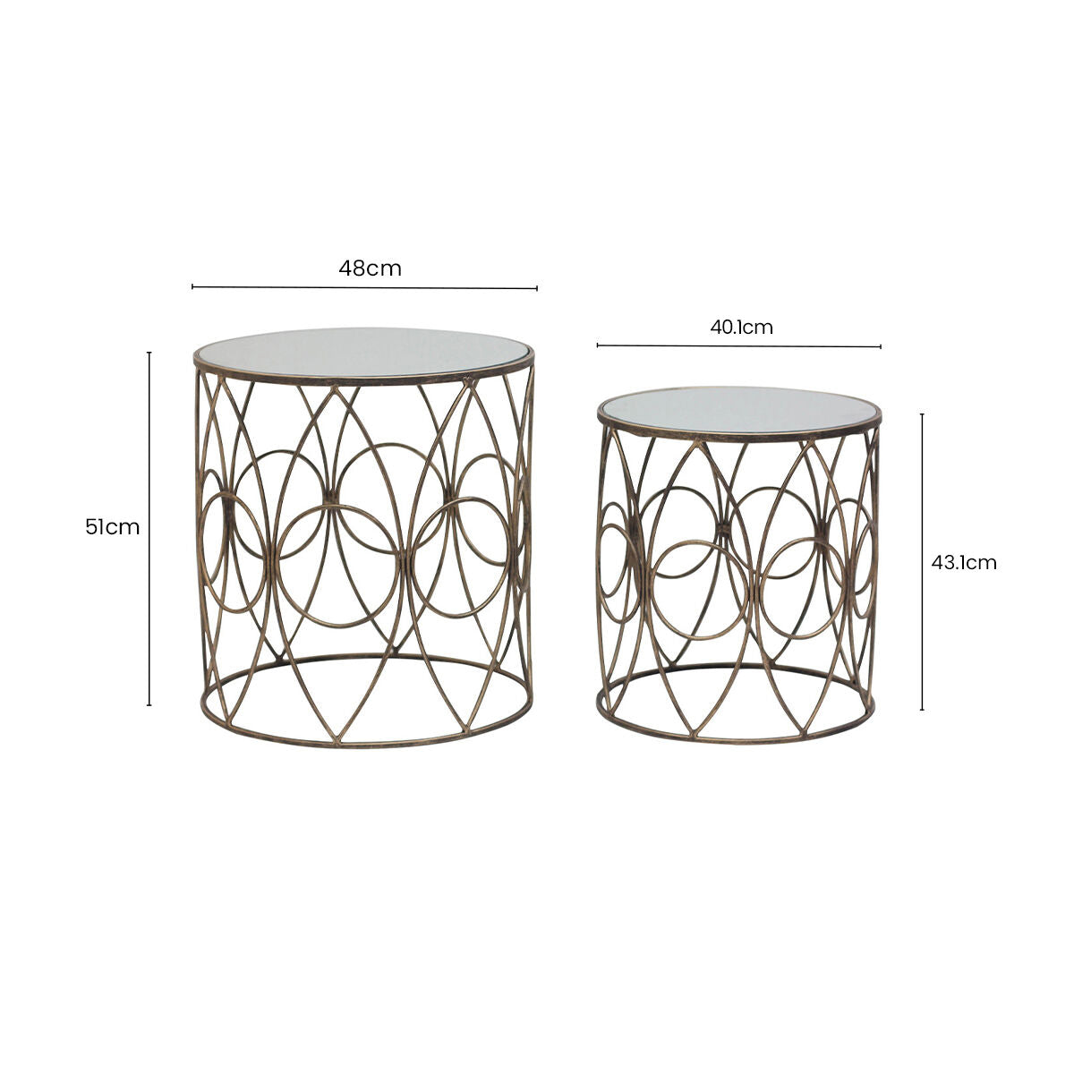 Avantis Set Of Two Antique Finish Frame Round Side Tables