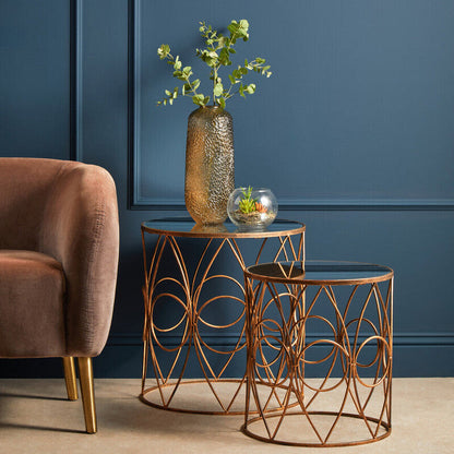 Avantis Set Of Two Antique Finish Frame Round Side Tables