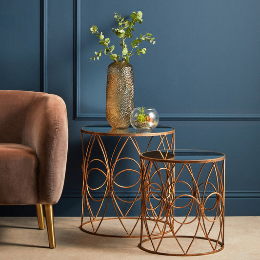 Avantis Set Of Two Antique Finish Frame Round Side Tables