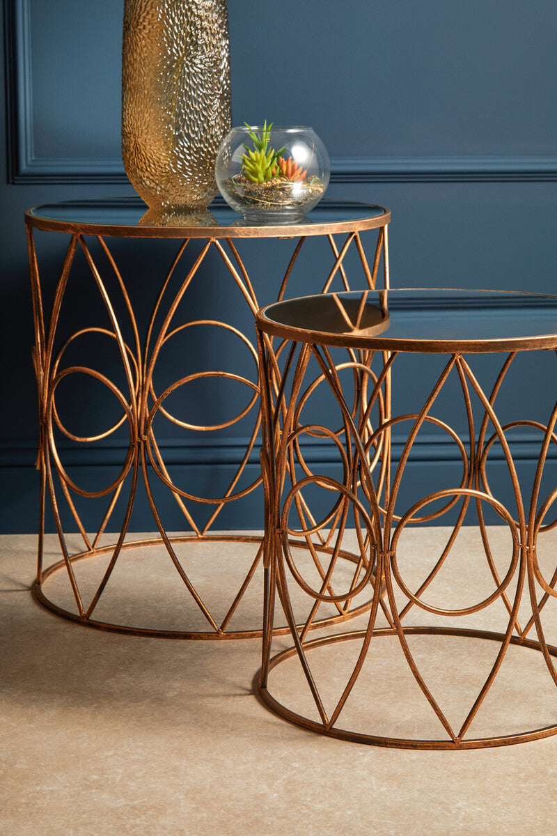 Avantis Set Of Two Antique Finish Frame Round Side Tables