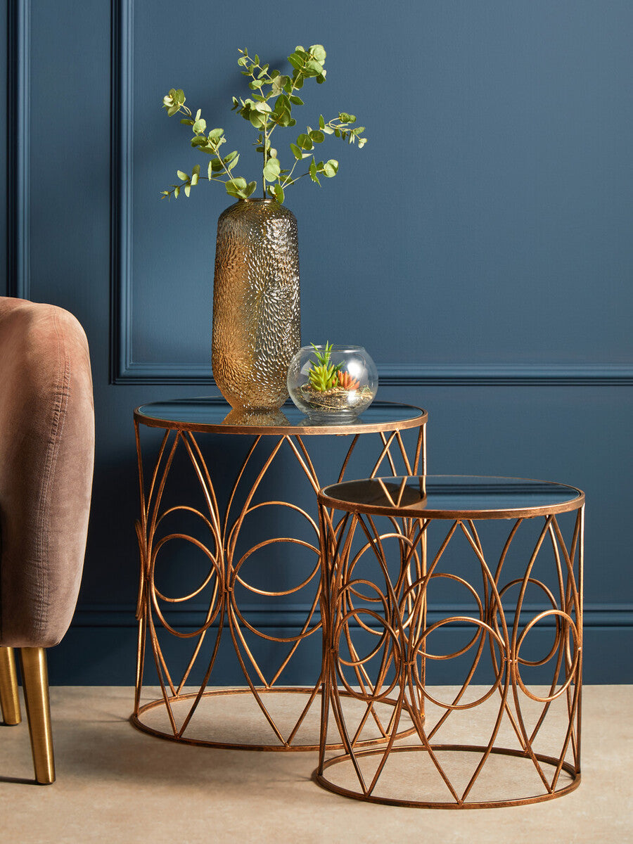 Avantis Set Of Two Antique Finish Frame Round Side Tables