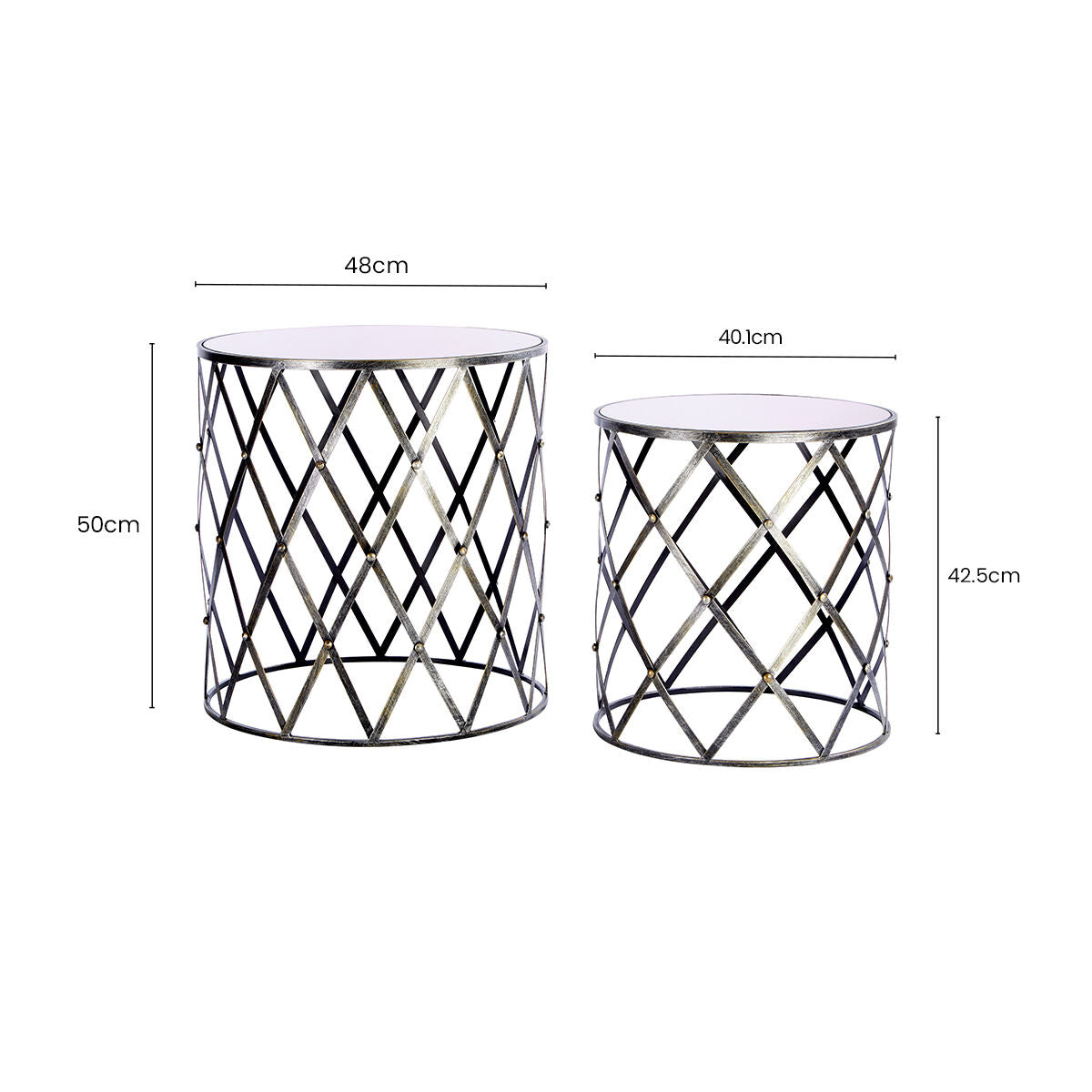 Avantis Set Of Two Diamond Design Silver Tables