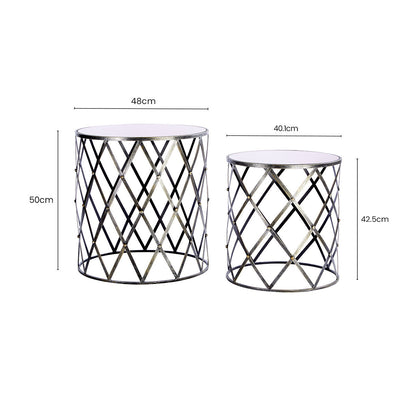 Avantis Set Of Two Diamond Design Silver Tables