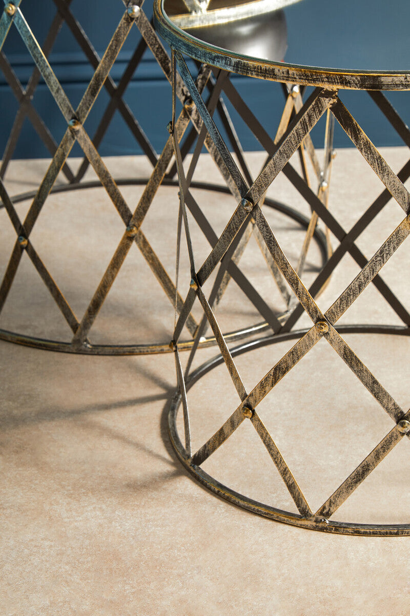 Avantis Set Of Two Diamond Design Silver Tables