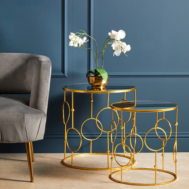 Avantis Set Of Two Gold Metal Tables
