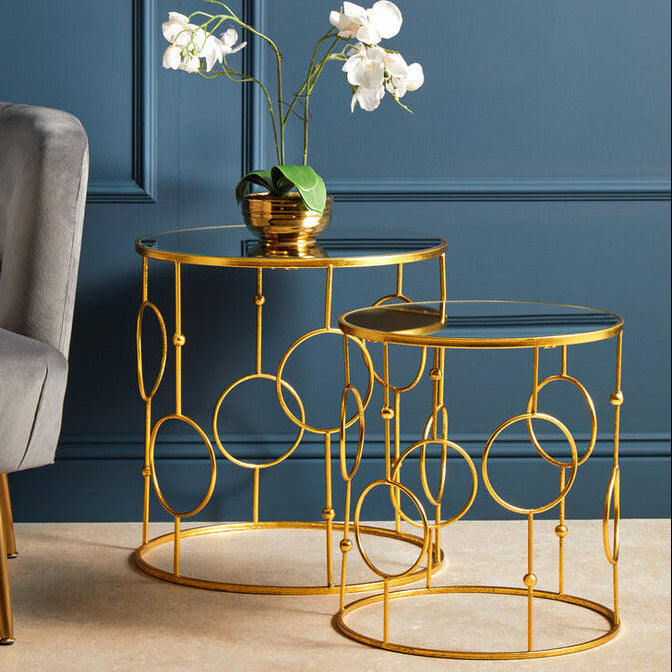 Avantis Set Of Two Gold Metal Tables