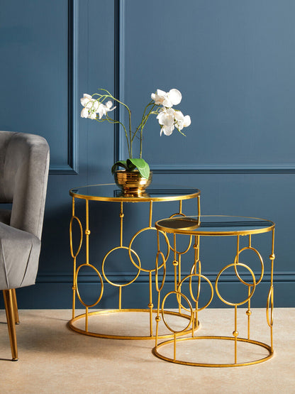 Avantis Set Of Two Gold Metal Tables