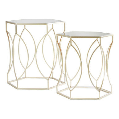 Avantis Set Of 2 Hexagon Champagne Finish Tables