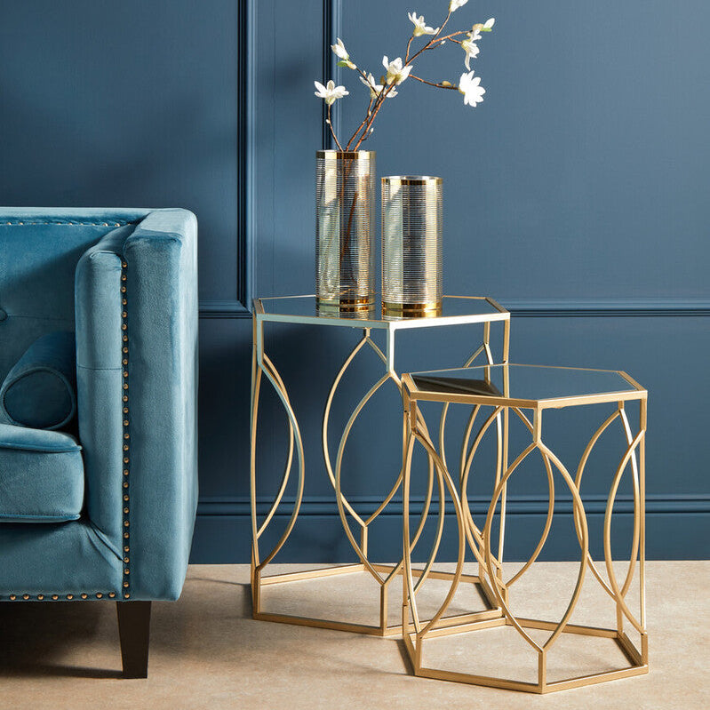 Avantis Set Of 2 Hexagon Champagne Finish Tables